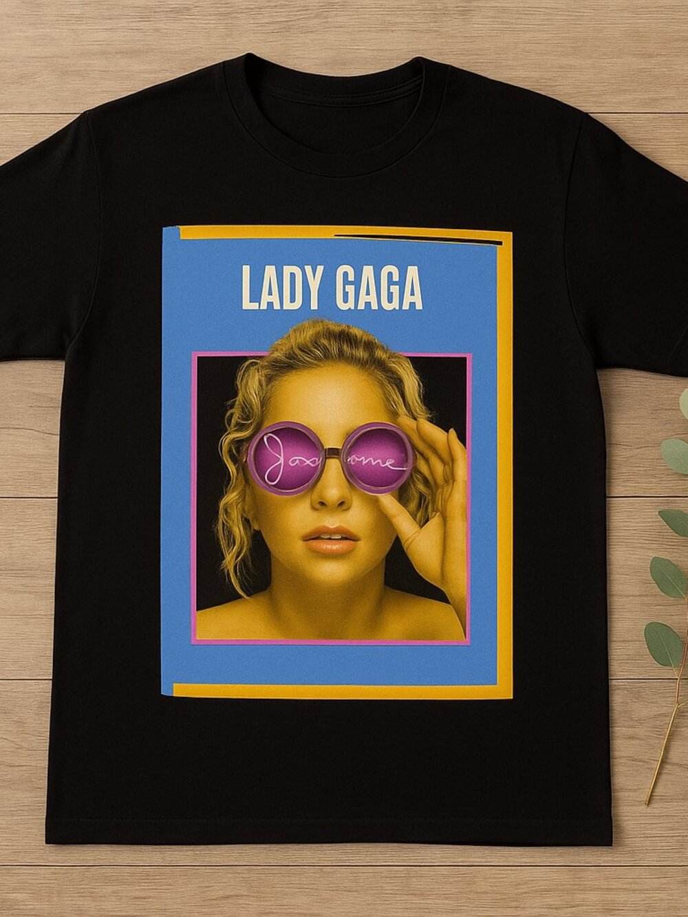 Lady Gaga Pop Art Graphic T-Shirt | Black Colorful Music Fan Tee